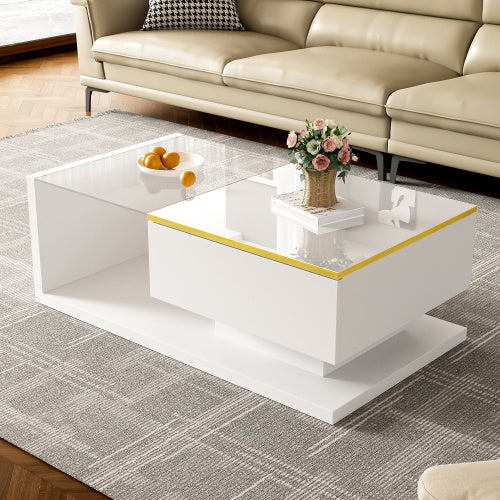 90cm LED Coffee Table - RGB Lights & Glass Top