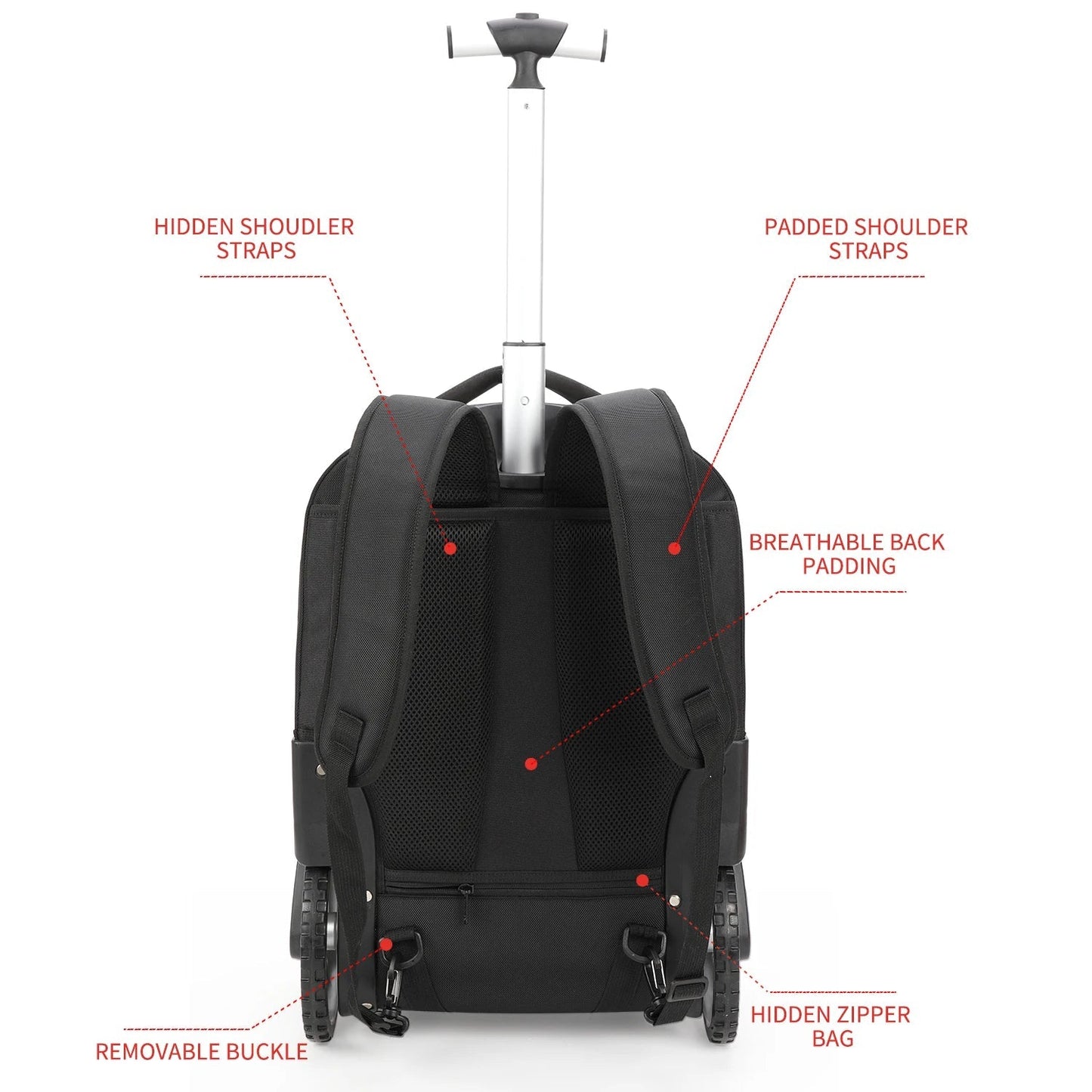 20 - Inch Rolling Luggage Backpack with Wheels – Large Capacity Travel Suitcase for Carry - On & Business Trips - WAREHOUSE SHOP