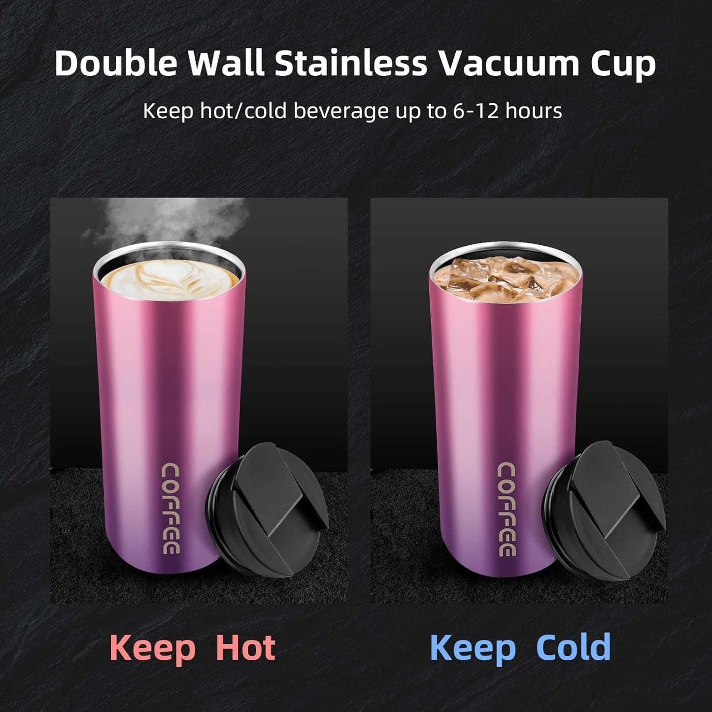 Thermal Travel Coffee Mug Cup Hot Warm Insulated Drinks Thermal Flask UK