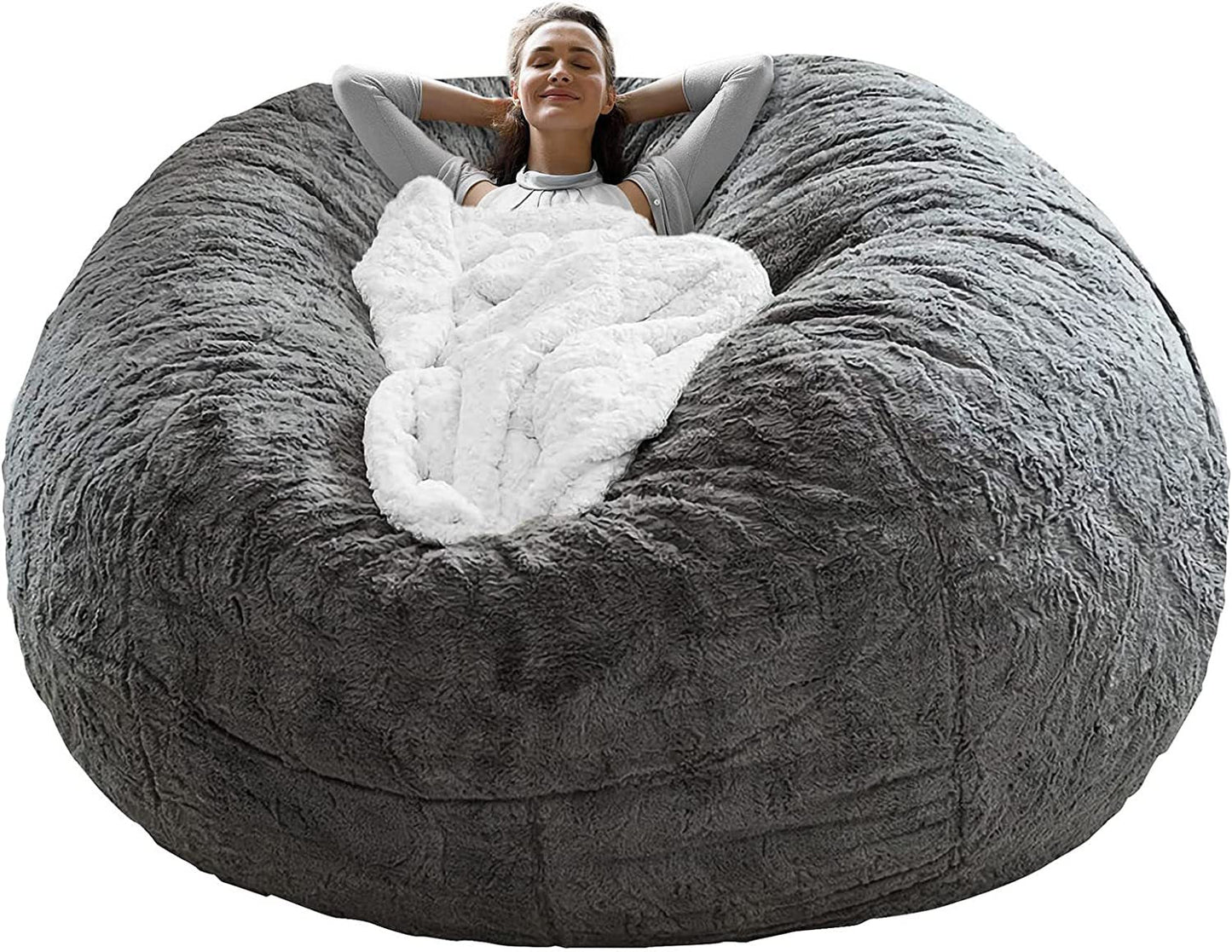 6ft dark grey bean bag chair cover in soft PV velvet. Cozy, stylish, and easy to clean—perfect for refreshing your sofa or lazy bed. - WAREHOUSE SHOP