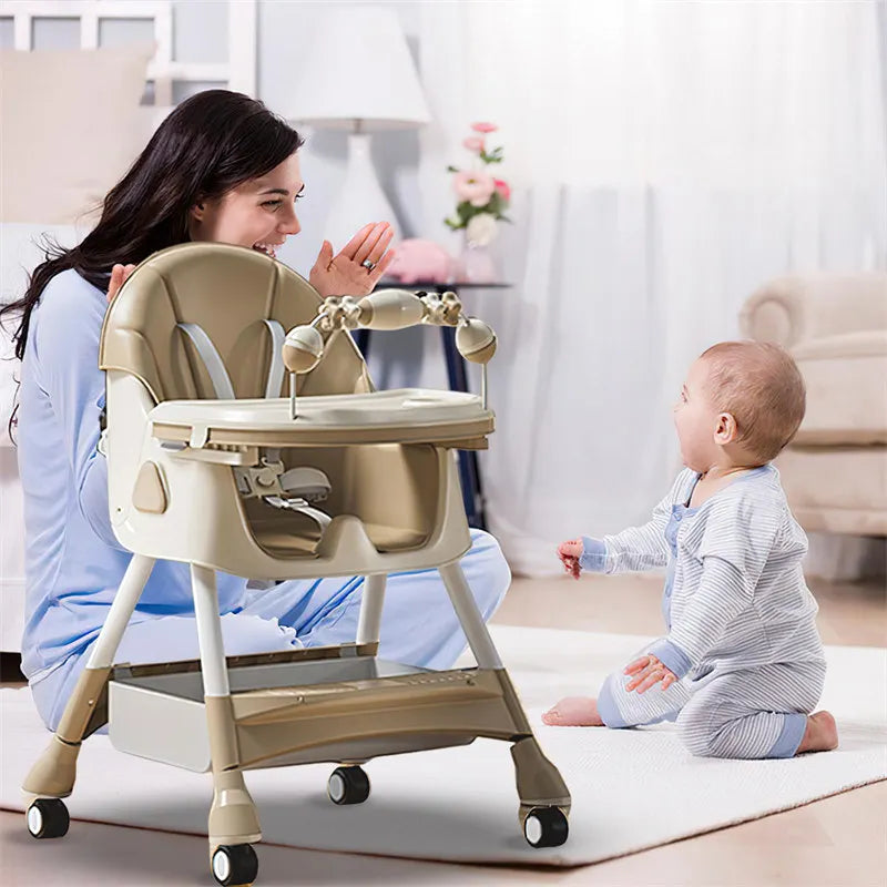 Upgrade Liggend Baby Eetstoel Multi-Functionele Opvouwbare Kindereetstoel 6 Maanden ~ 6 Jaar Oude Babyvoederstoel Met Wielen