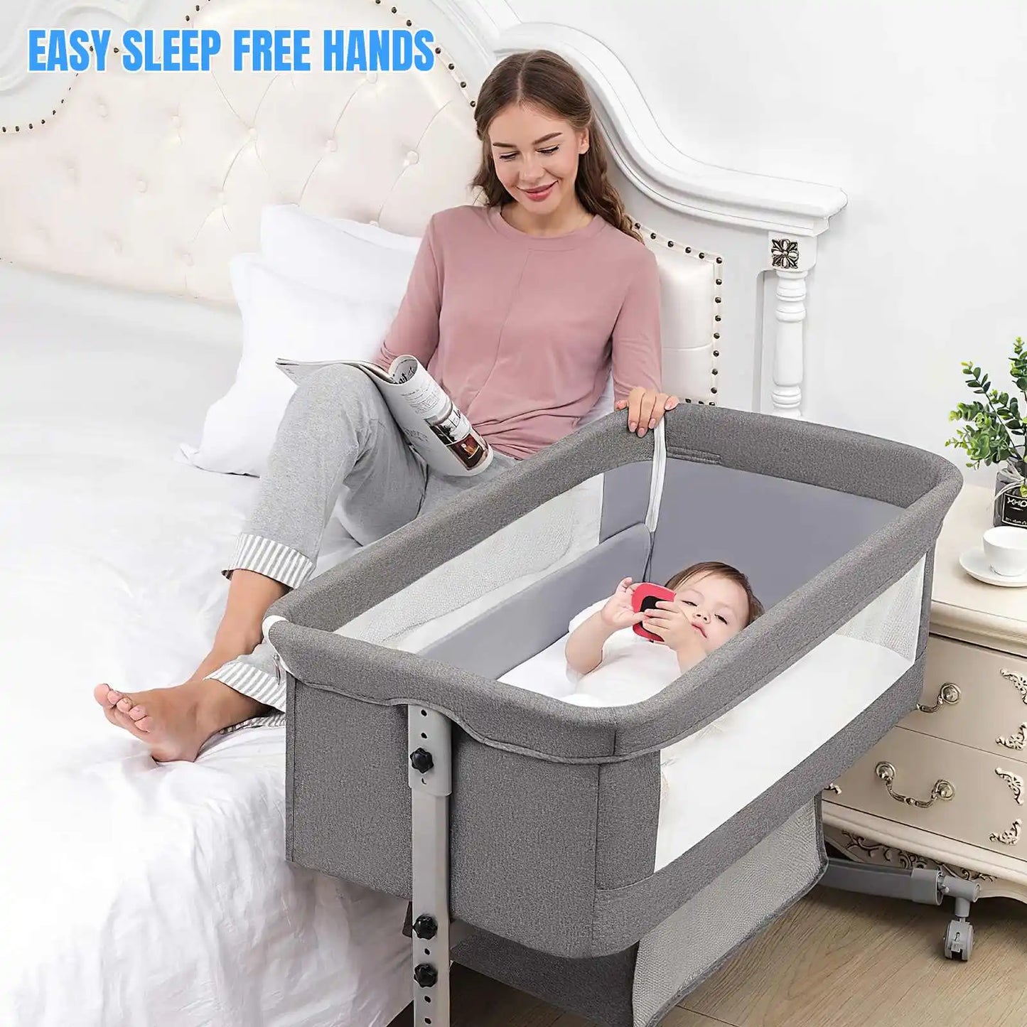 3-in-1 Baby Crib & Playpen — Bedside Cot with Mosquito Net 0-3Y