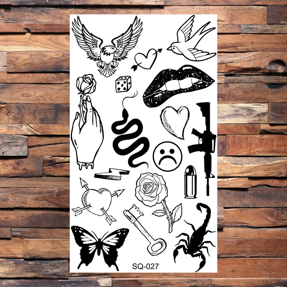 Black Scorpion Temporary Tattoos For Adults Men Realistic Dragon Wolf Tiger Thorns Fake Tattoo Sticker Hand Leg Tatoos Creative