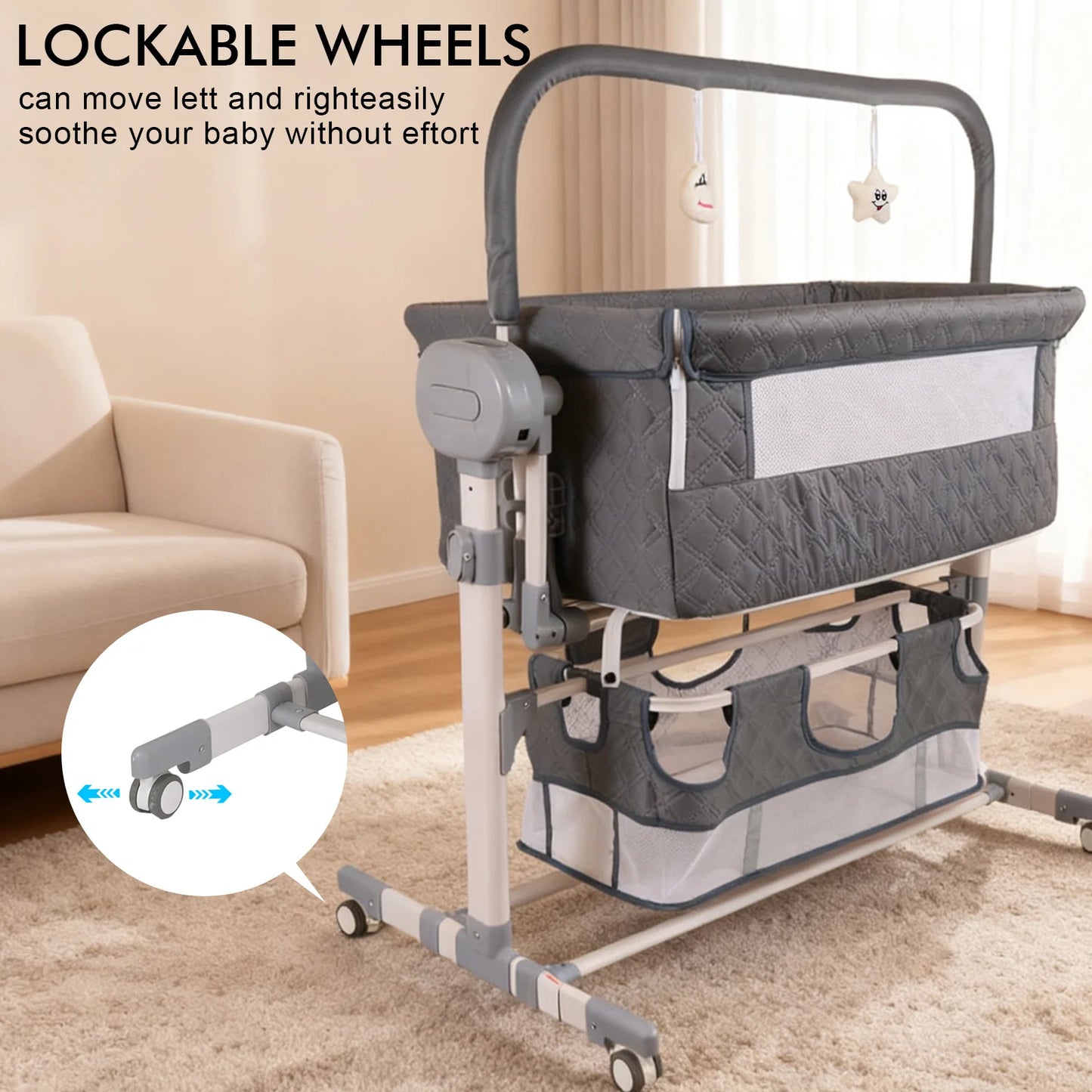 Smart Auto-Rocking Baby Bassinet — Bluetooth Music Foldable Crib