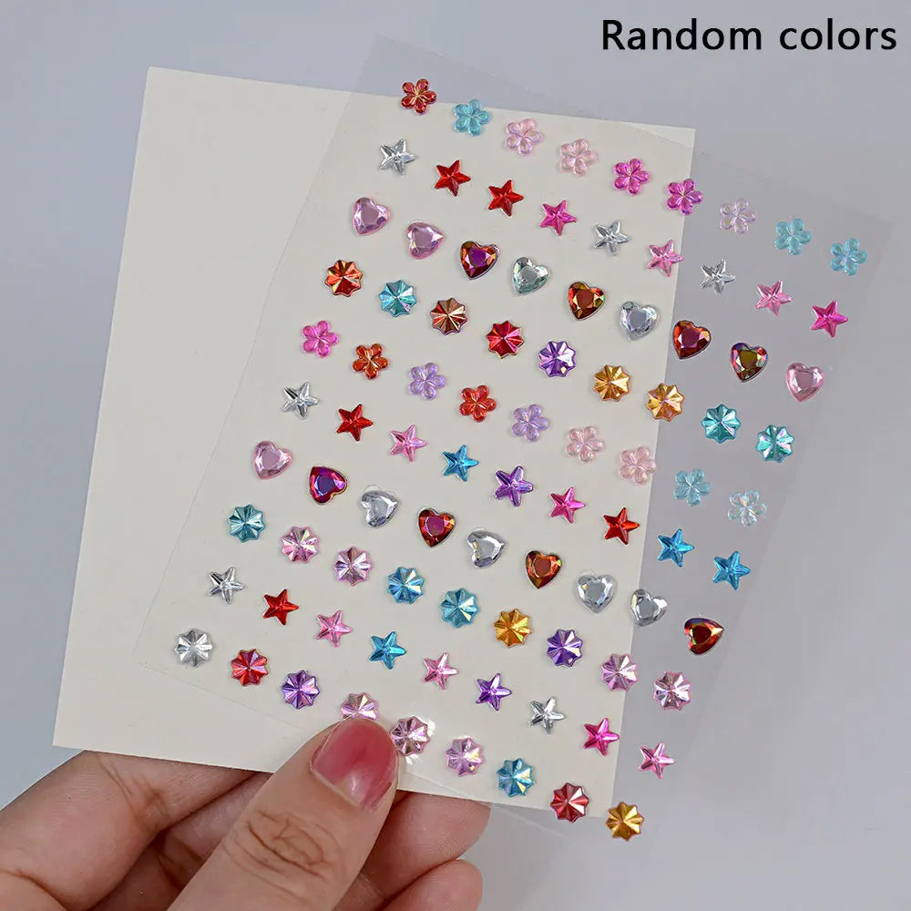 1Pcs 3D Face Diamond Tattoo Sticker Star/Heart/Butterfly Rhinestone Tattoos for Festival Music Body Eye Makeup DIY Decorations &