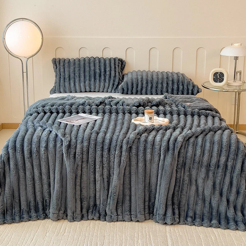 Striped Flannel Blanket – Cozy Bed Sheet & Sofa Throw