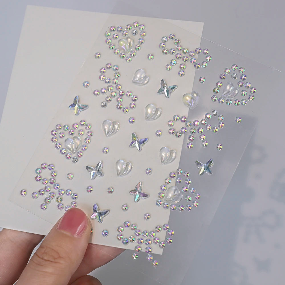 1Pcs 3D Face Diamond Tattoo Sticker Star/Heart/Butterfly Rhinestone Tattoos for Festival Music Body Eye Makeup DIY Decorations &