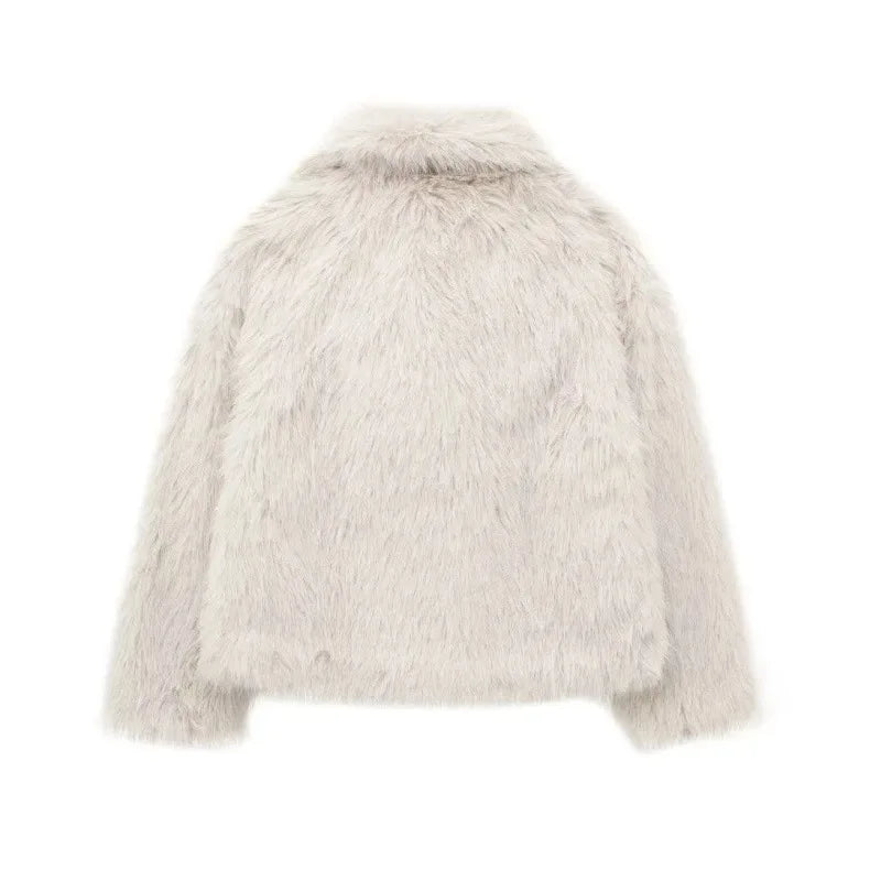 Luxury Faux Fur Jacket. Women's Loose Long-sleeved Coat Toka Fox Fur