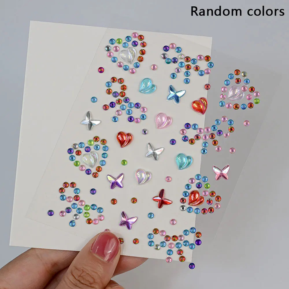 1Pcs 3D Face Diamond Tattoo Sticker Star/Heart/Butterfly Rhinestone Tattoos for Festival Music Body Eye Makeup DIY Decorations &