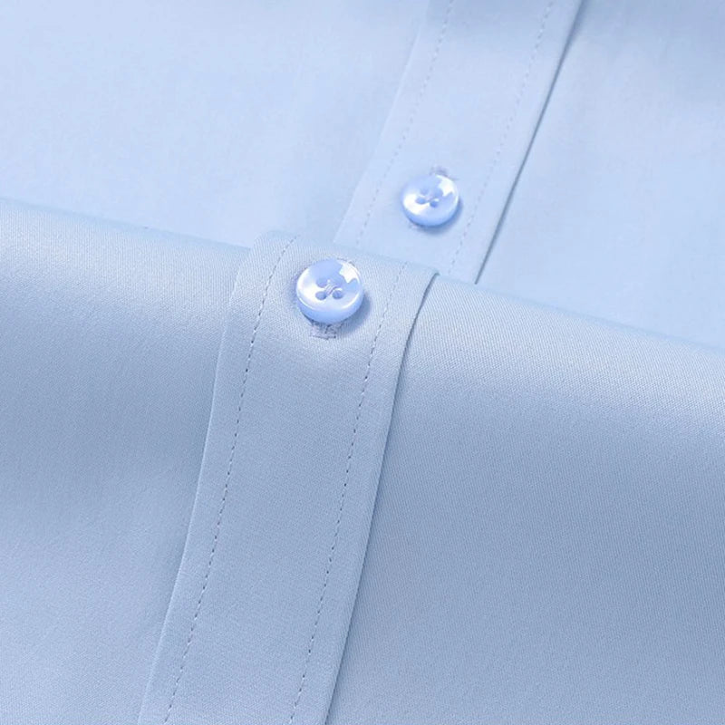 S~8XL Top Quality Elasticity Anti-Wrinkle Mens Shirts Long Sleeves Slim Fit Camisa Business Formal Blouse Social White Shirt Men