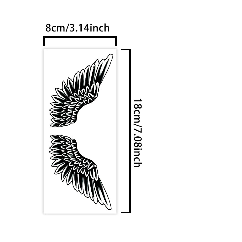 1Pc Angel Wings Waterproof Temporary Tattoo Stickers, Long-lasting Waterproof for One to Two Weeks, For Arm, Leg, Neck.