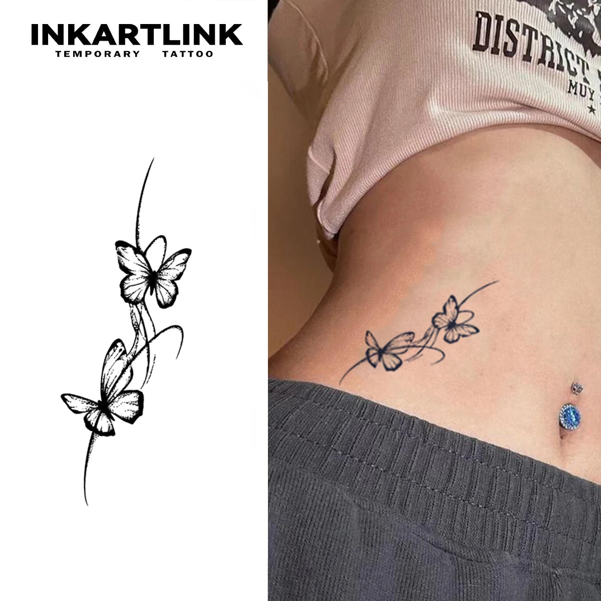 Butterfly Temporary Tattoo,Lasts To 15 Days New Technology Magic Waterproof Semi Permanent Sticker.
