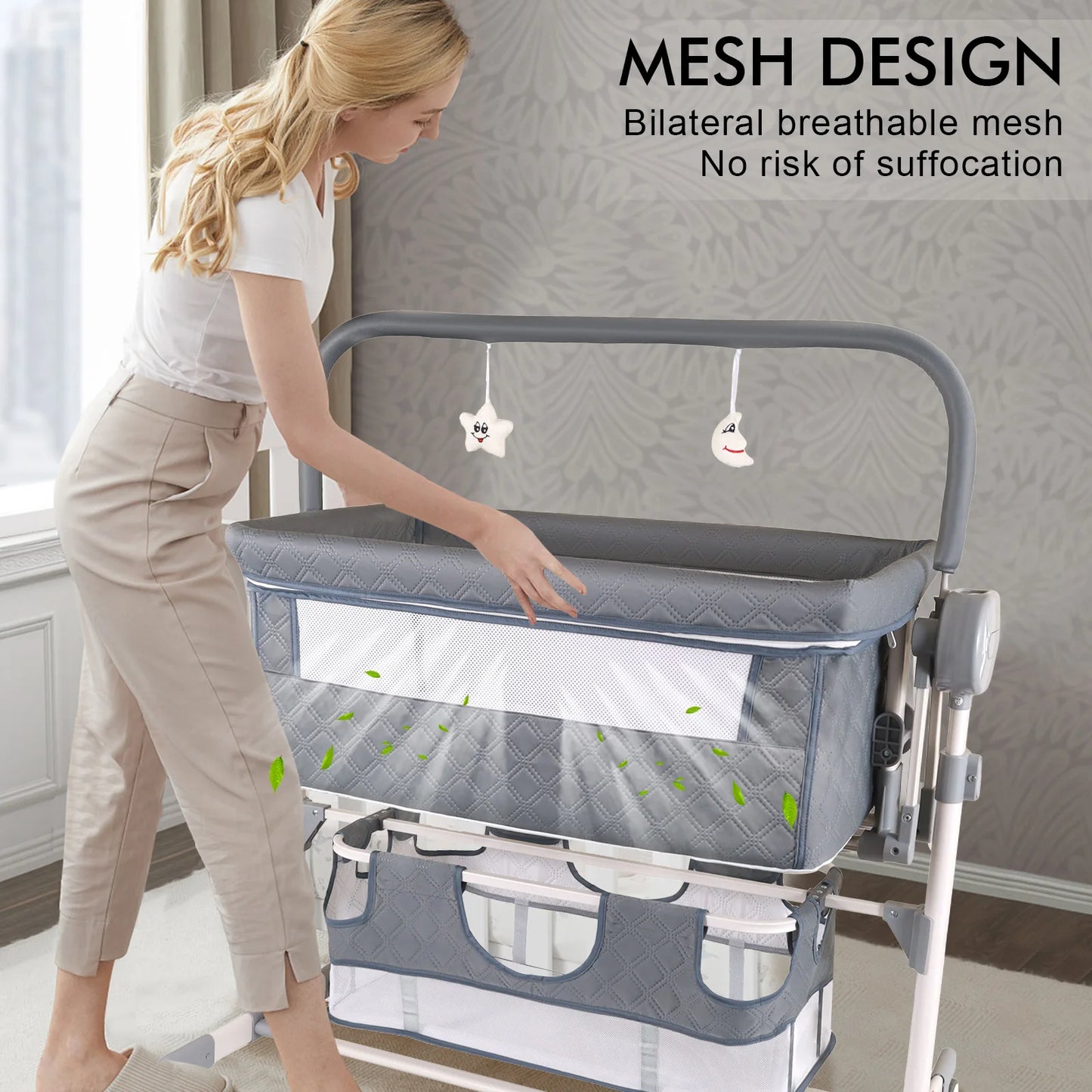 Smart Auto-Rocking Baby Bassinet — Bluetooth Music Foldable Crib