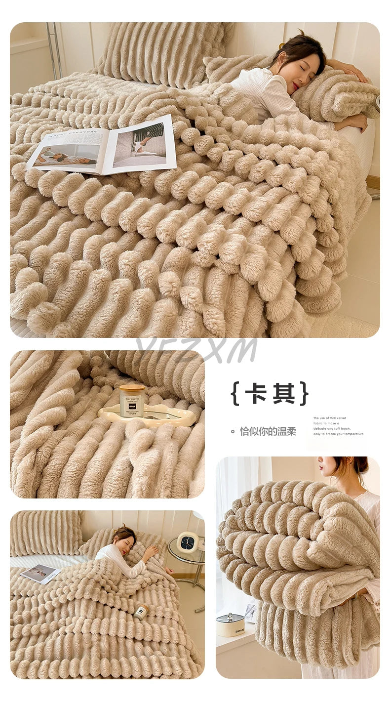 Striped Flannel Blanket – Cozy Bed Sheet & Sofa Throw