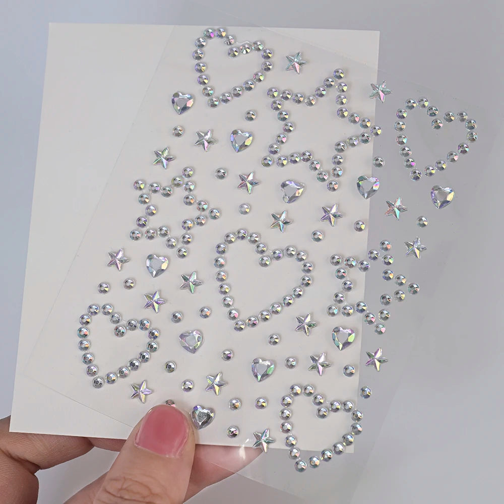 1Pcs 3D Face Diamond Tattoo Sticker Star/Heart/Butterfly Rhinestone Tattoos for Festival Music Body Eye Makeup DIY Decorations &