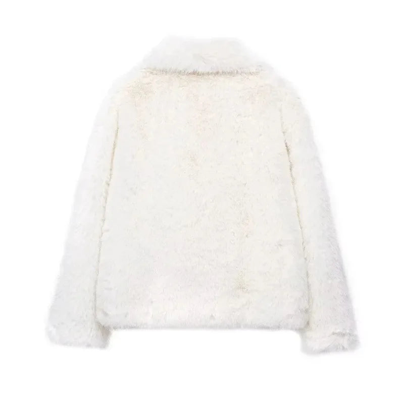 Luxury Faux Fur Jacket. Women's Loose Long-sleeved Coat Toka Fox Fur