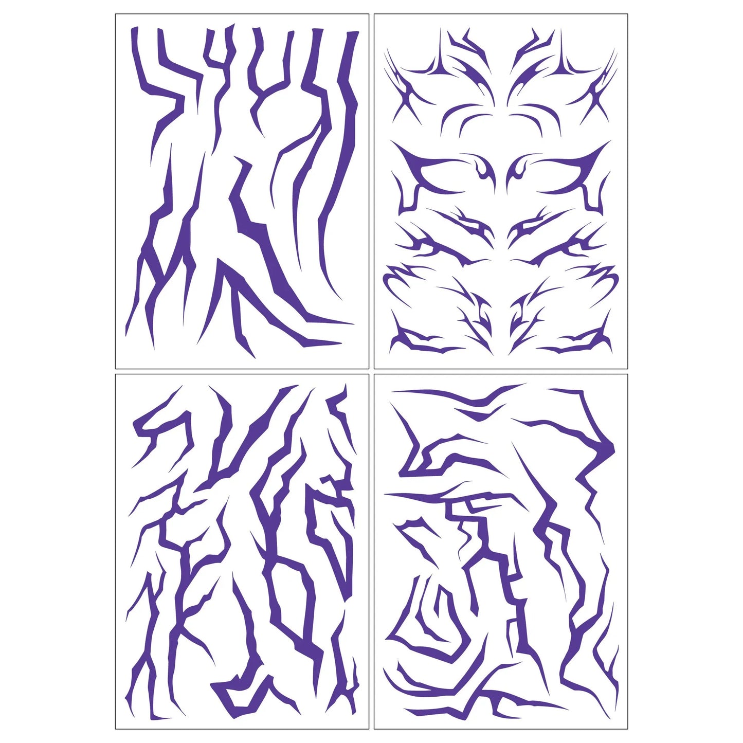 KPop Temporary Tattoo Set 4pcs - Purple Colorful Party Cosplay Body Art