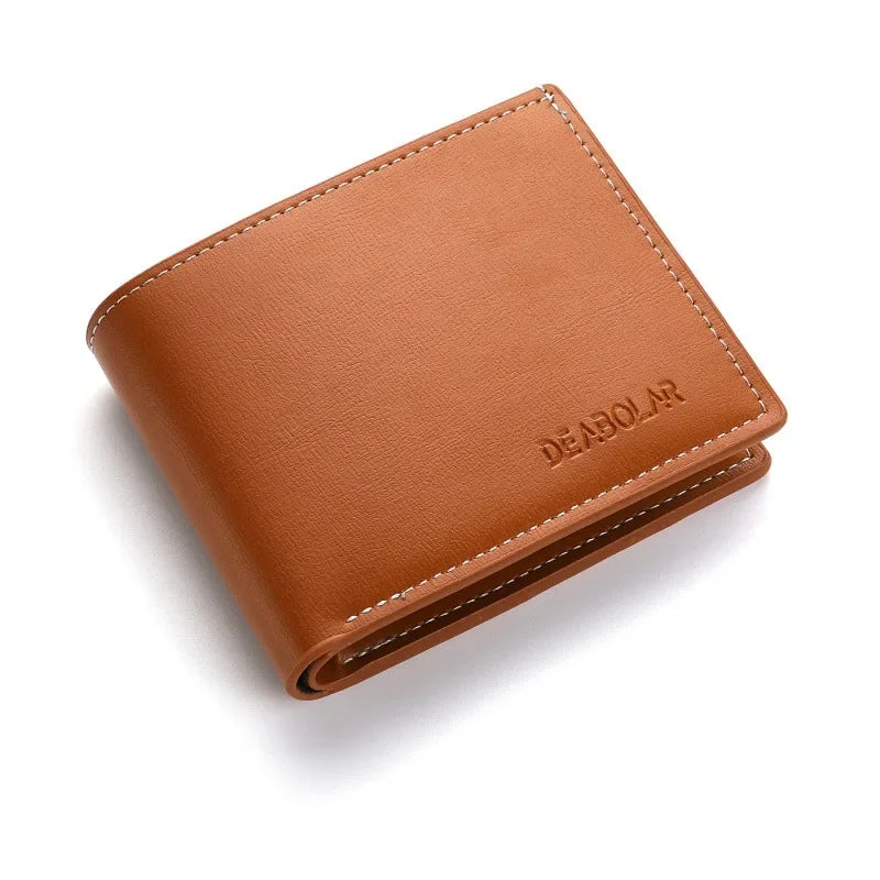 Leather Men Short Wallet Thin Style Folding Young Men Credit Card Holder Wallet