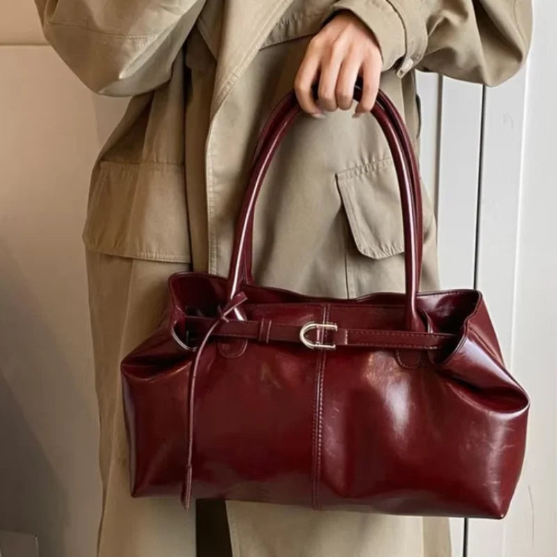 New PU Leather Tote Bag. Slouchy Hobo Handbag Fashion Shoulder Bag. Large Top Handle Bag for Women Work Shopping Travel