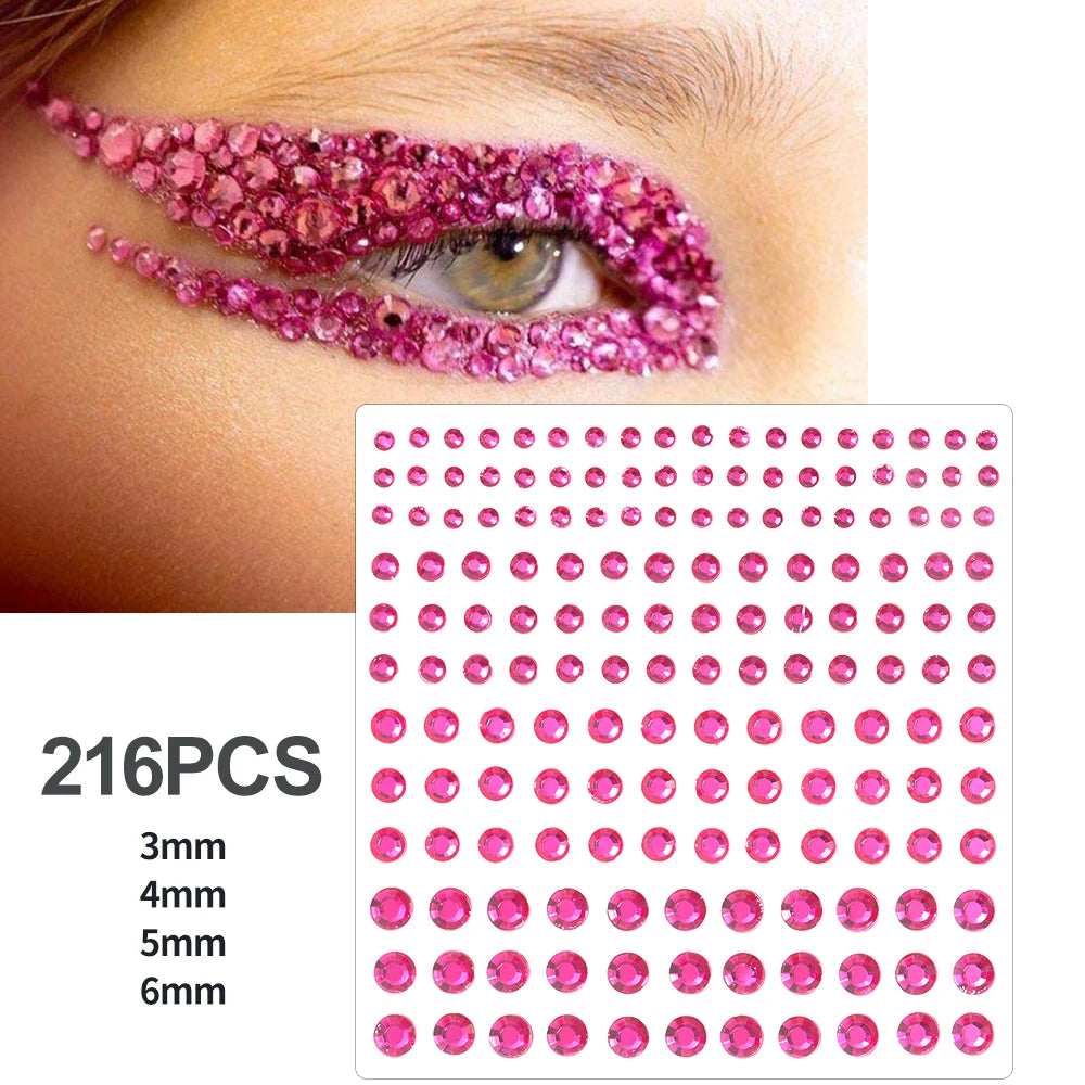 1Sheet Face 3D Diamond Tattoo Stickers Colored Round/Square/Star/Moon/Heart/Drop Rhinestone Shiny DIY Body Makeup Gems Tattoos *