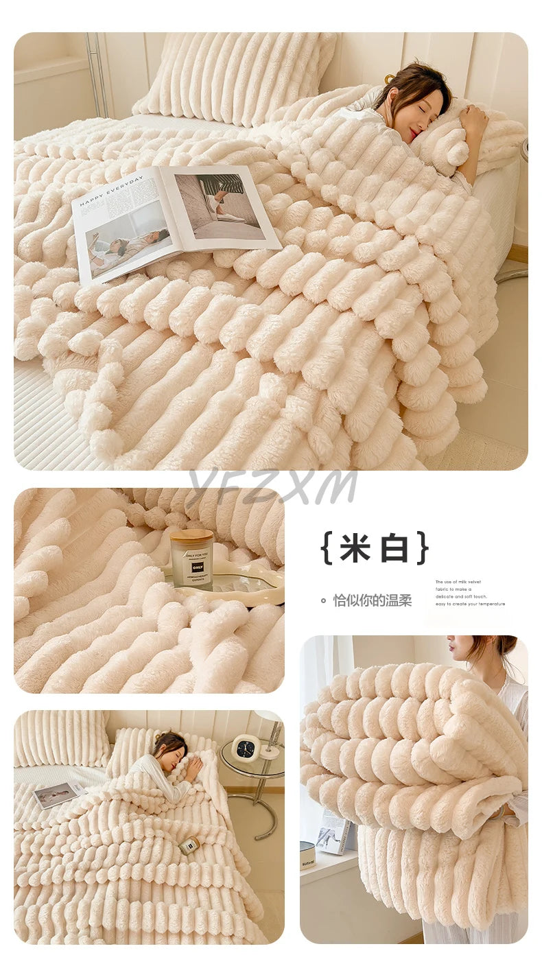 Striped Flannel Blanket – Cozy Bed Sheet & Sofa Throw