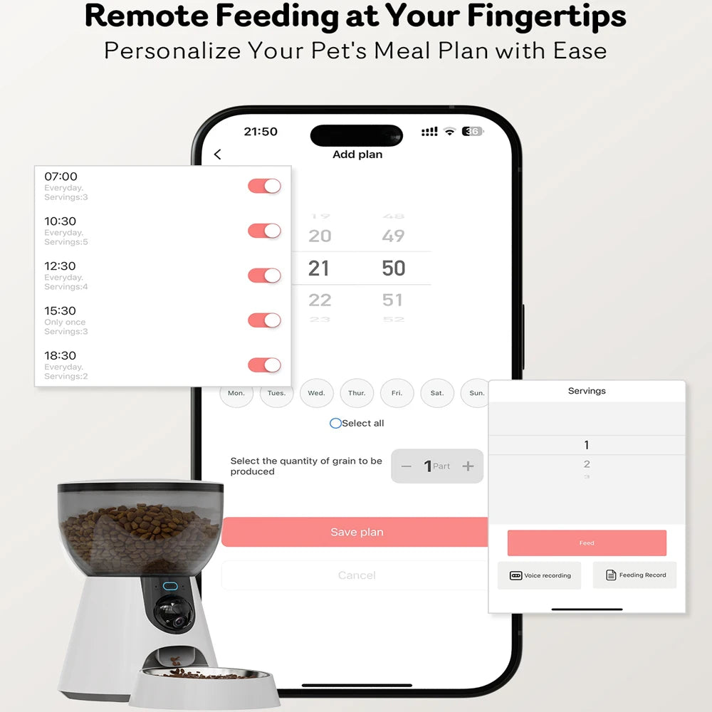 Smart Automatic Pet Feeder with Camera - 4L WiFi App Control for Cats & Dogs