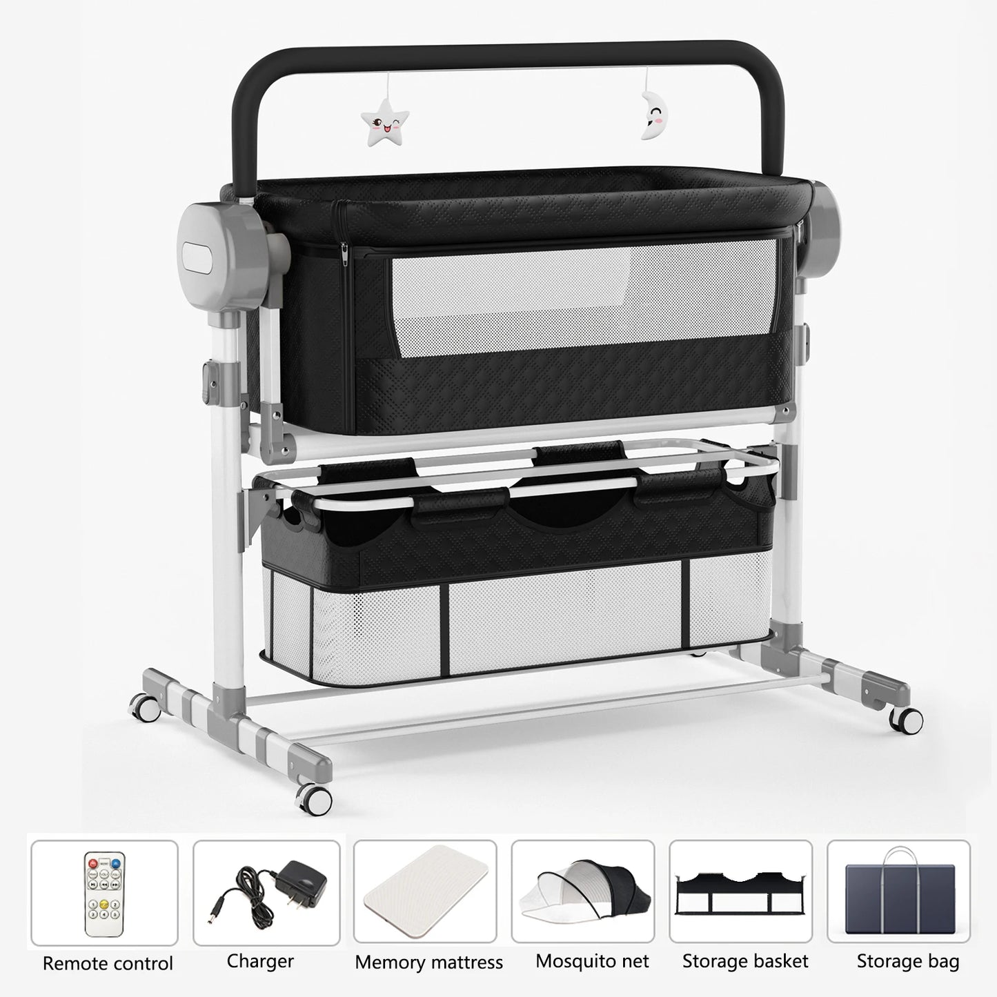 Smart Auto-Rocking Baby Bassinet — Bluetooth Music Foldable Crib
