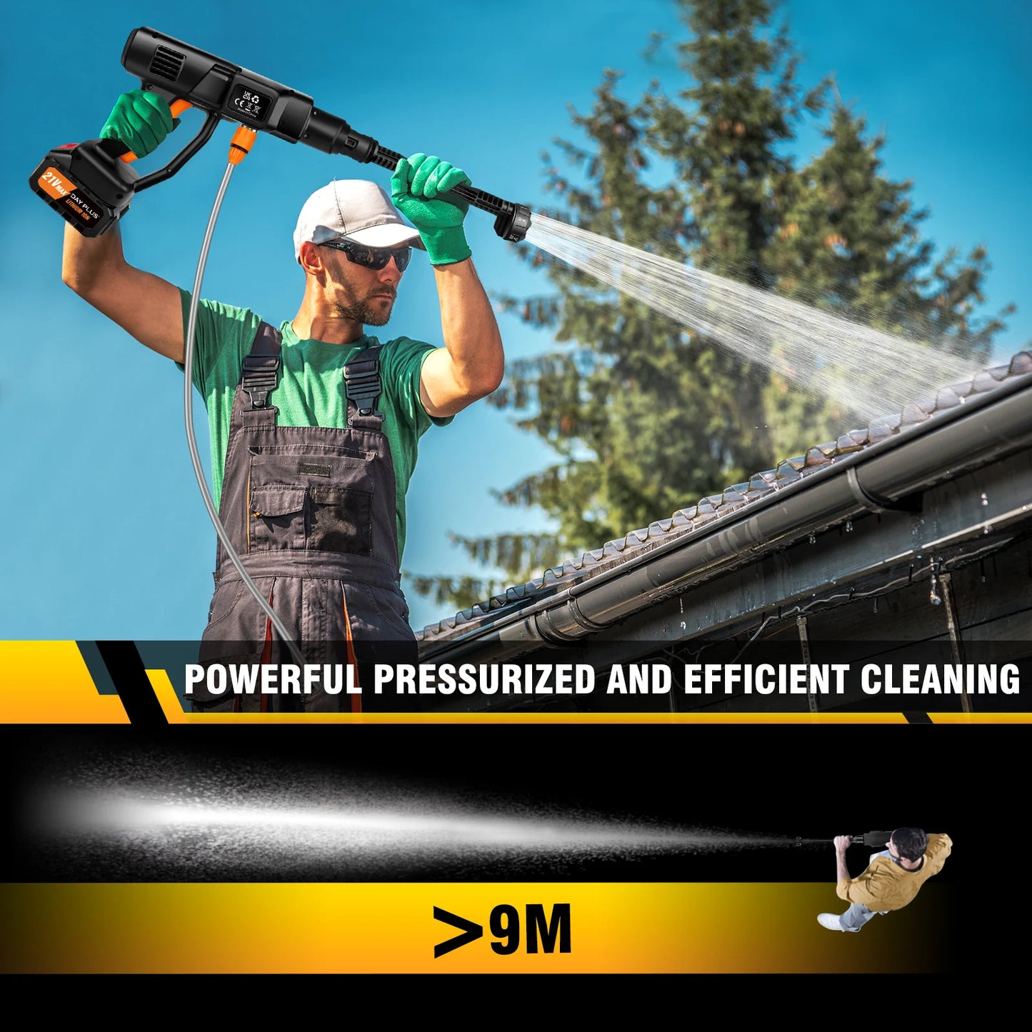 Cordless Pressure Washer 21V 45 Bar Portable Pressure Washer with 2PCS Batteries 6-in-1 Adjustable Nozzle Pressure Cleaner