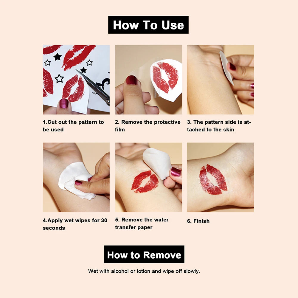 10pcs Waterproof Temporary Tattoo Sticker Dark Small Symbol Emoticon Flower Skull Body Art Arm Fake Tattoos Women Men Neck Hand