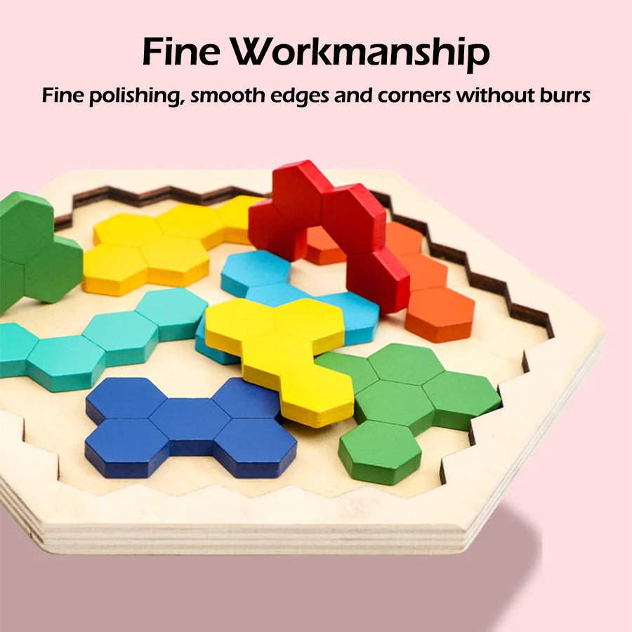 1pcs Wooden Puzzles Educational Toys For Children Kids Preschool Tangram Board Brain IQ Test Game Montessori Toys Gifts