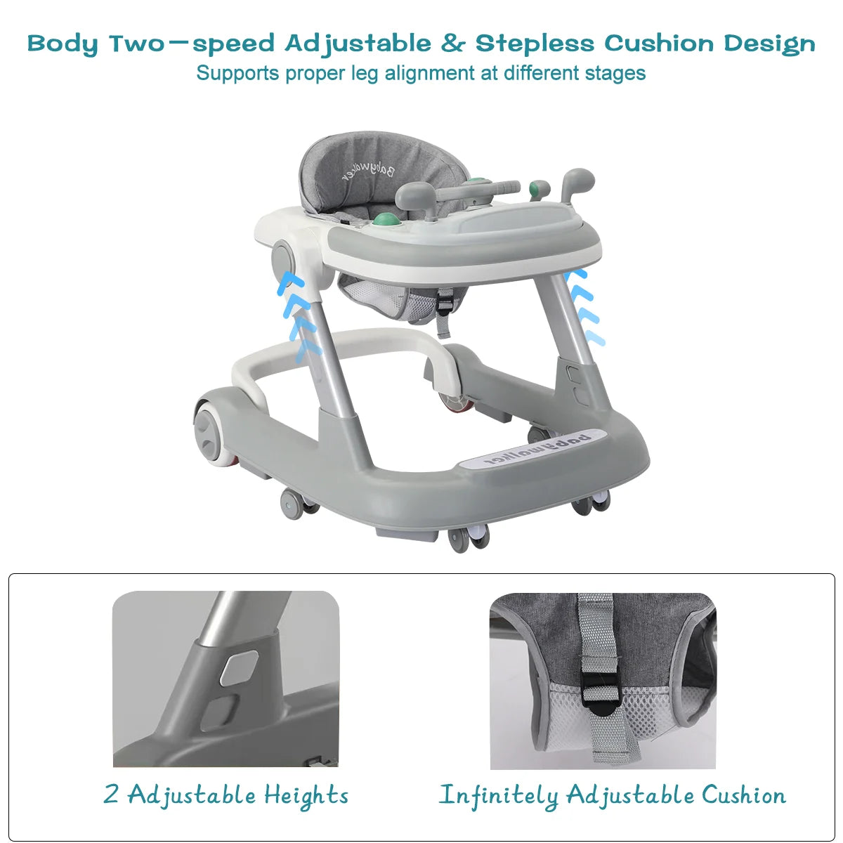 Push Walker with Removable Feeding Tray and Music Tray without batteries. 6 Months & Up Baby