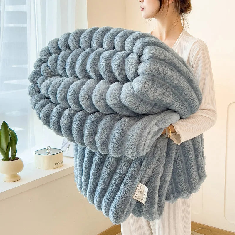 Striped Flannel Blanket – Cozy Bed Sheet & Sofa Throw