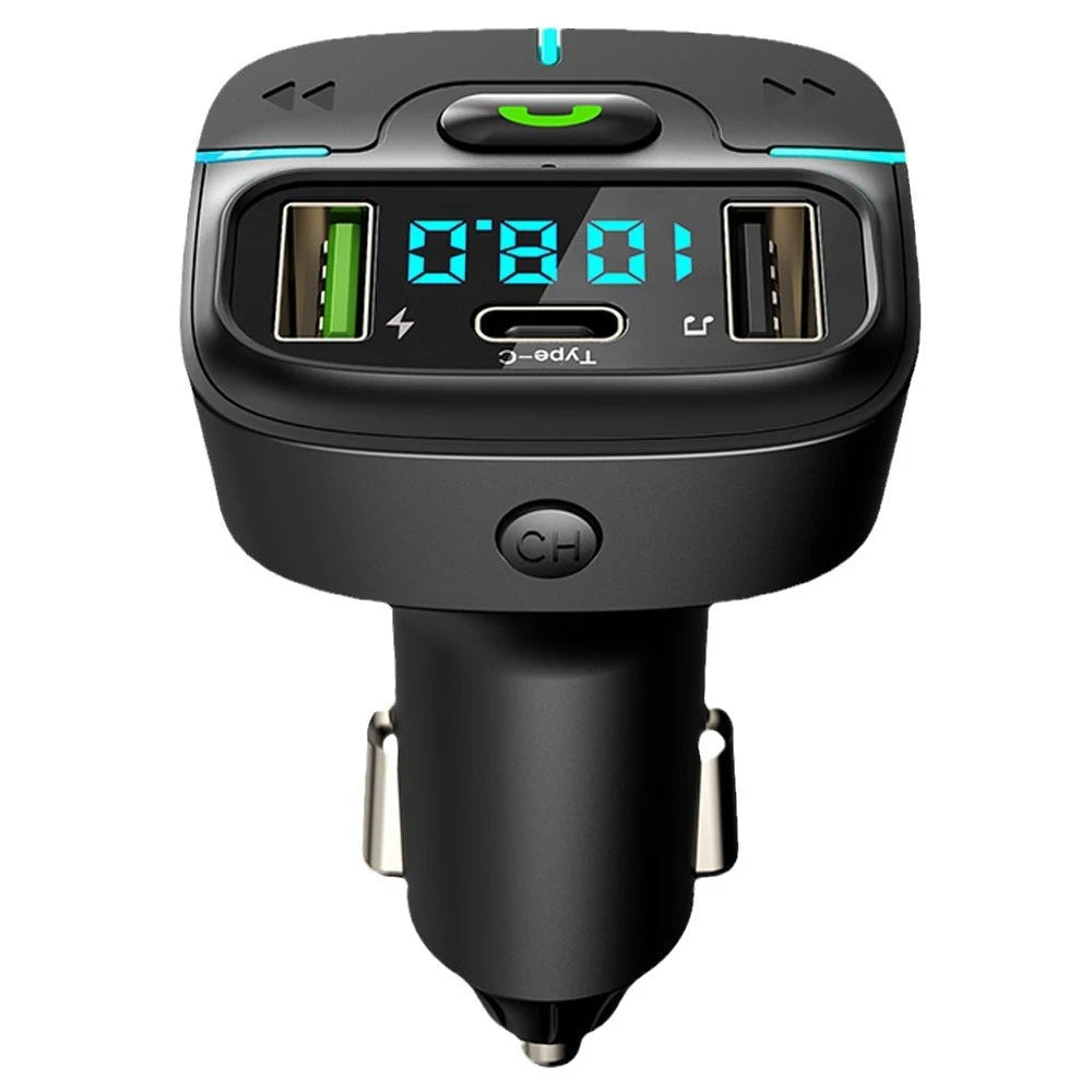 Car Bluetooth 5.3 FM Transmitter Wireless Audio Receiver Car MP3 Player PD Fast Charger Ambient Light Charger