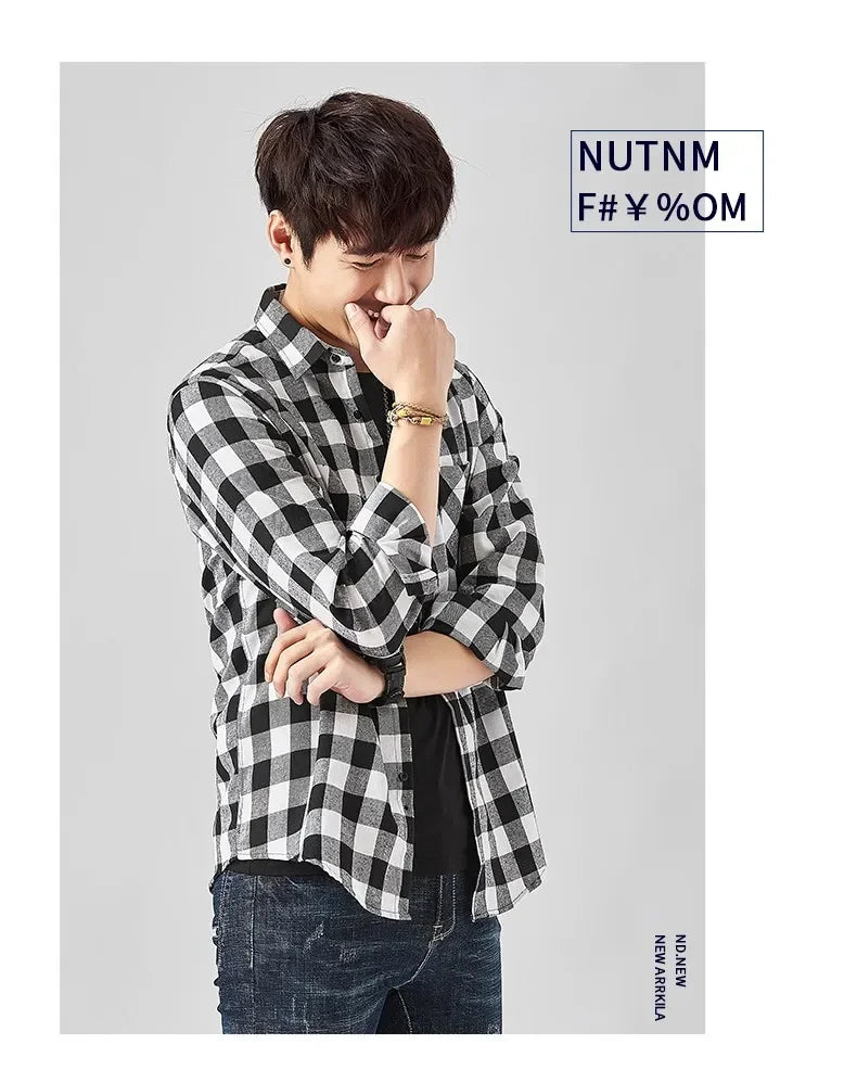 Men Flannel Plaid Shirt. Soft Comfort Slim Fit Styles Brand for Official and Casual Long Sleeve Shirts
