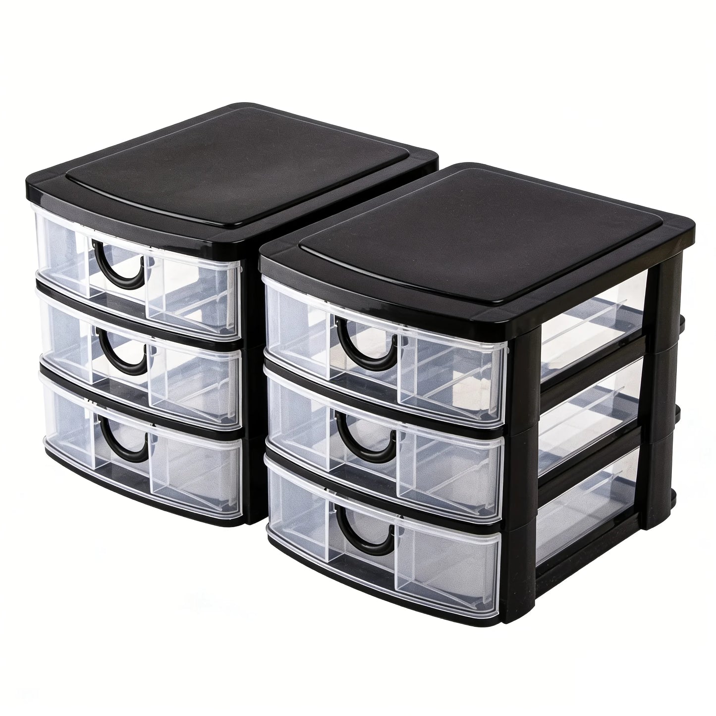 3-Drawer Cosmetic Organizer - Transparent Plastic Storage Box