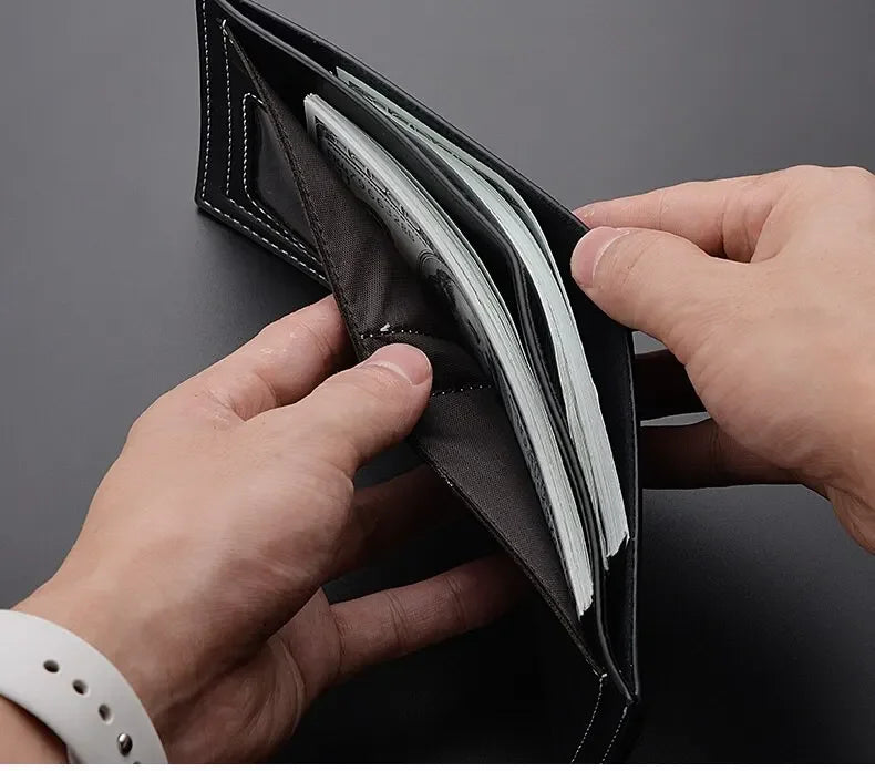 Leather Men Short Wallet Thin Style Folding Young Men Credit Card Holder Wallet