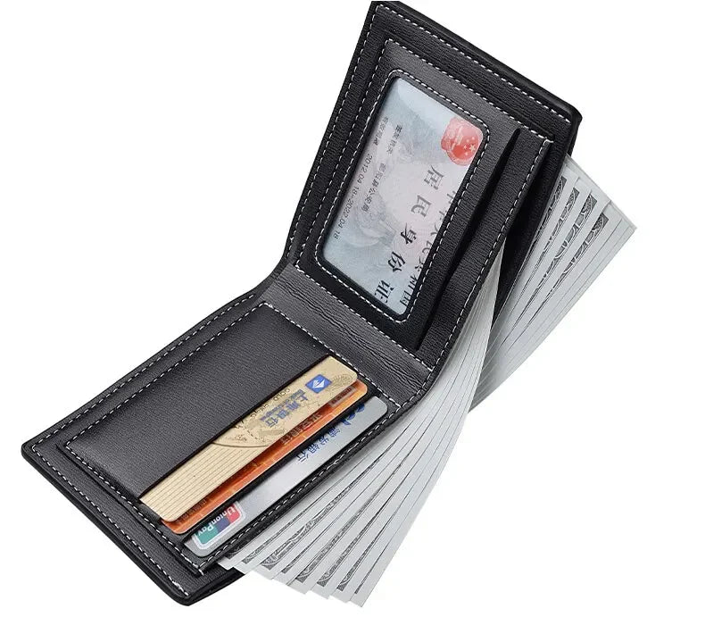 Leather Men Short Wallet Thin Style Folding Young Men Credit Card Holder Wallet