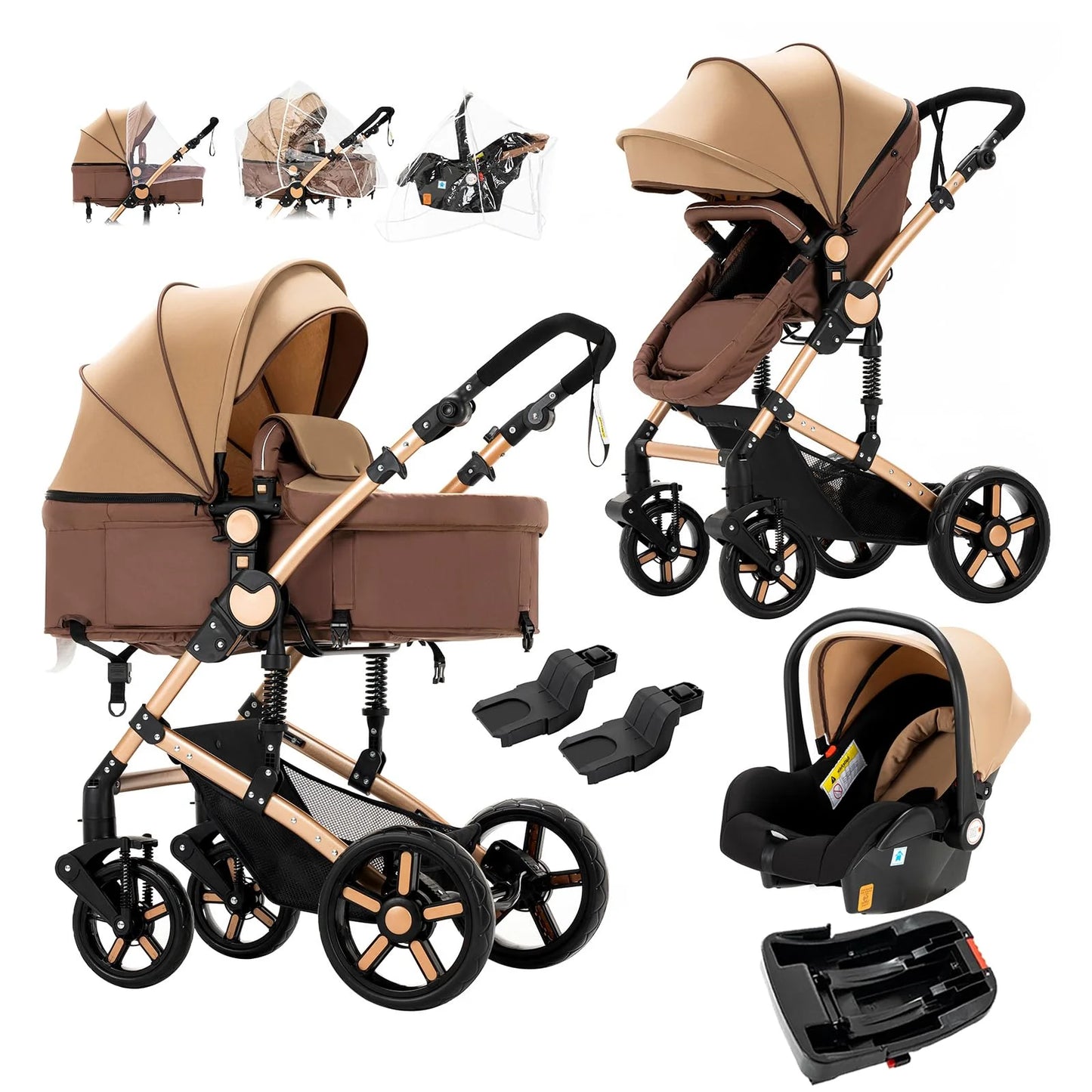 Baby Stroller 3-in-1 Lightweight stroller Travel System Multifunctional Pram with Aluminum Frame Compact Stroller for Newborn