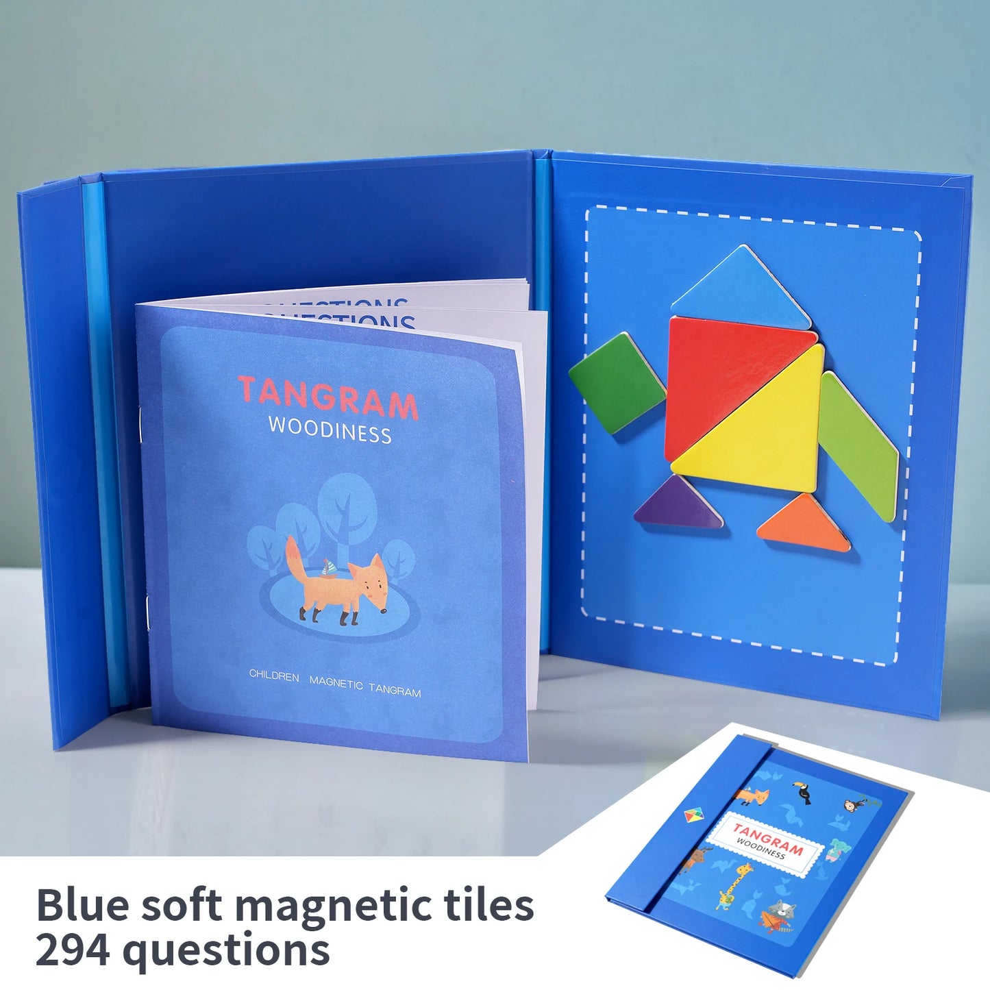 Magnetic Wooden Tangram Puzzle - Montessori Educational Kids Gift