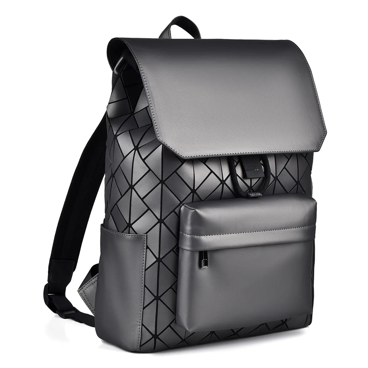 Trendy Brand Backpack Men's Bag Rhombus Laser Reflective Student School Bag Large Capacity Commuter Computer Bag