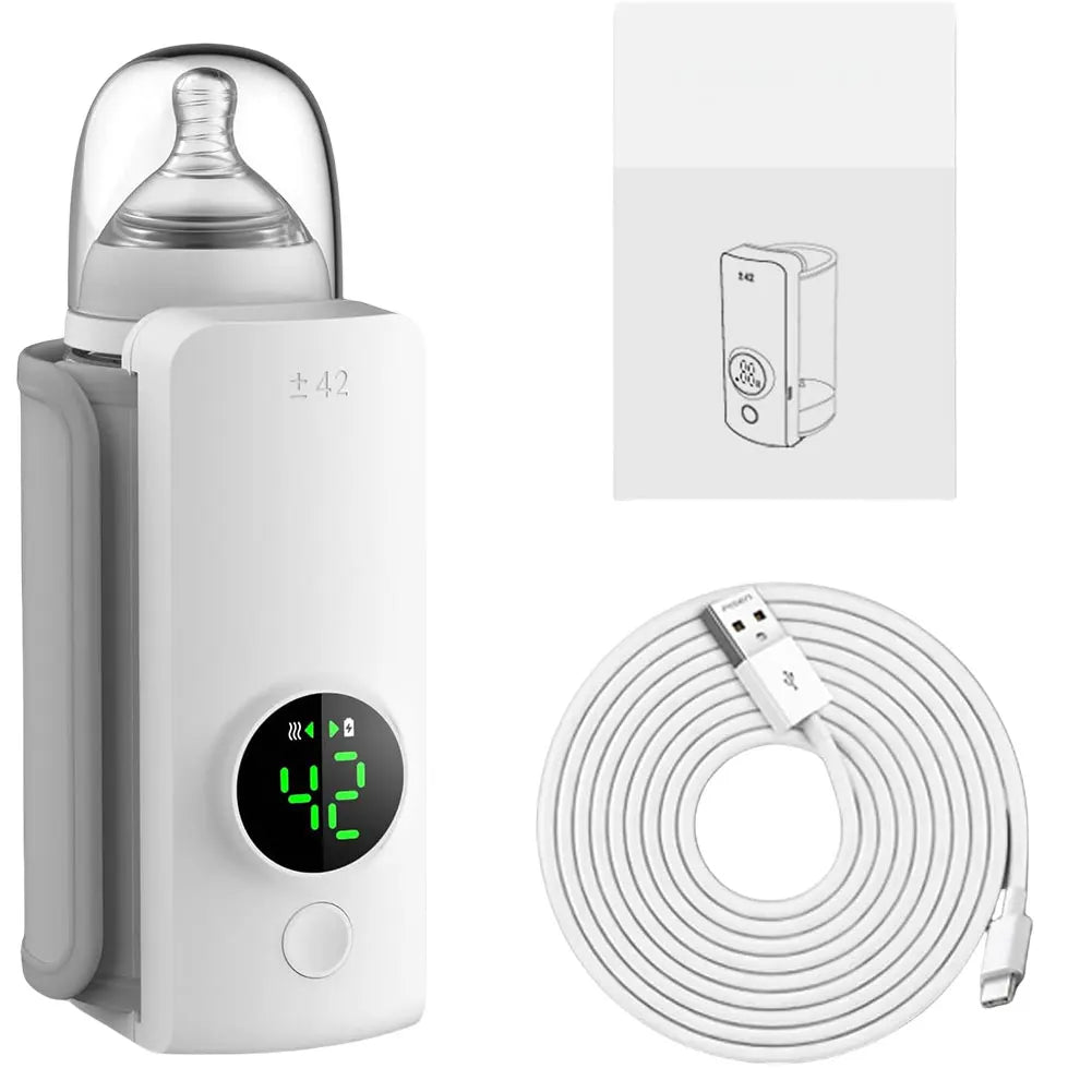 Portable Baby Bottle Warmer - Rechargeable USB Travel Warmer with Temperature Control