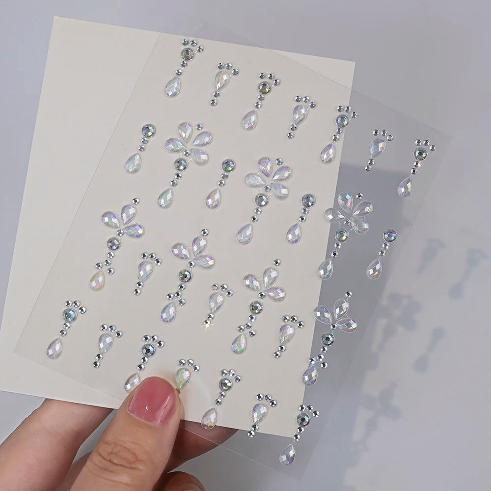 1Pcs 3D Face Diamond Tattoo Sticker Star/Heart/Butterfly Rhinestone Tattoos for Festival Music Body Eye Makeup DIY Decorations &