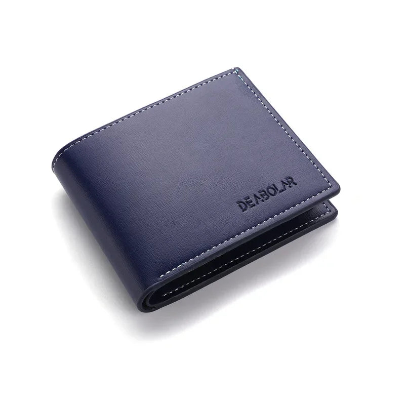 Leather Men Short Wallet Thin Style Folding Young Men Credit Card Holder Wallet