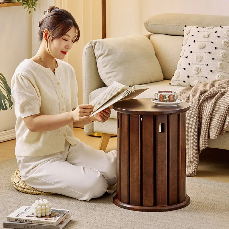 Solid Wood Stackable Folding Coffee Table Set 2-in-1 Ottoman Stool for Living Room/ Dining/ Guest Seating Spaces Storage Design