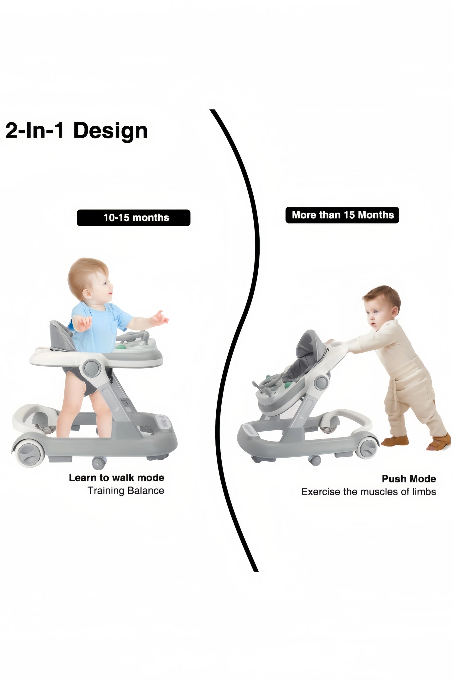 Push Walker with Removable Feeding Tray and Music Tray without batteries. 6 Months & Up Baby
