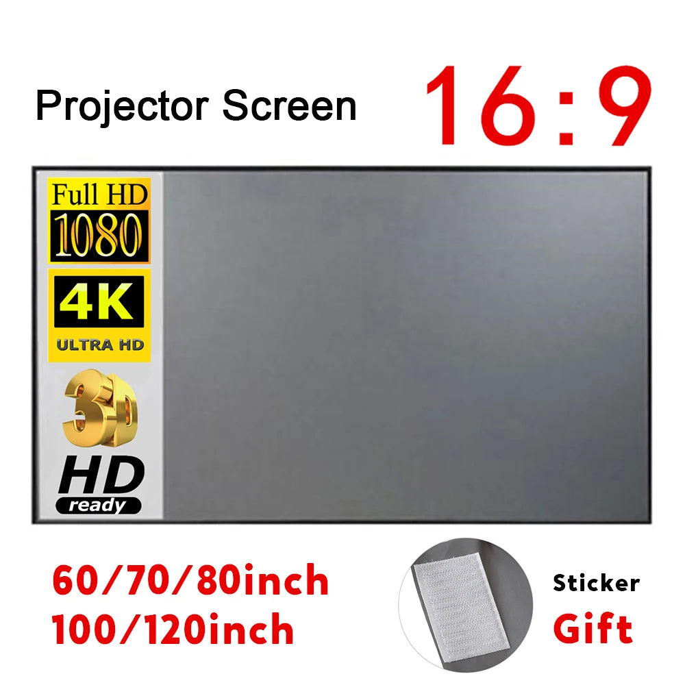 Portable Projector Screen 120 Inch - Anti-Light HD Projection Screen for Home Theater Outdoor