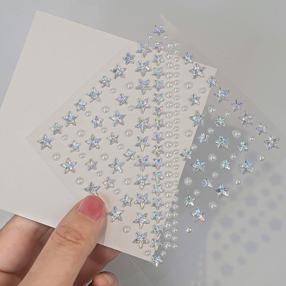 1Pcs 3D Face Diamond Tattoo Sticker Star/Heart/Butterfly Rhinestone Tattoos for Festival Music Body Eye Makeup DIY Decorations &