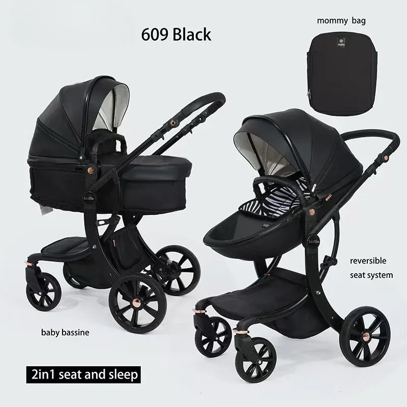 2025 New Two-in-one Stroller, High View Stroller, Comfortable and Convenient for Sitting and Lying, Equipped with Mommy Bag