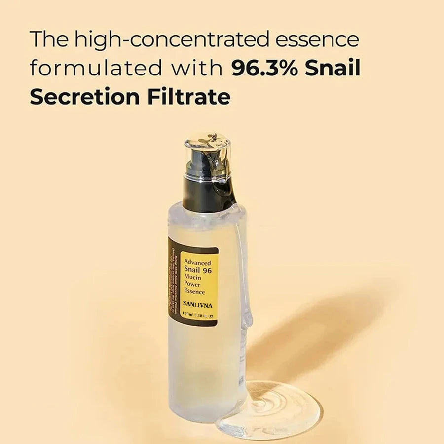 Korean Skin Care Snail Mucin 96% Facial Essence - Anti-Aging Firming Brightening Fine Lines Repair for Younger Looking Skin