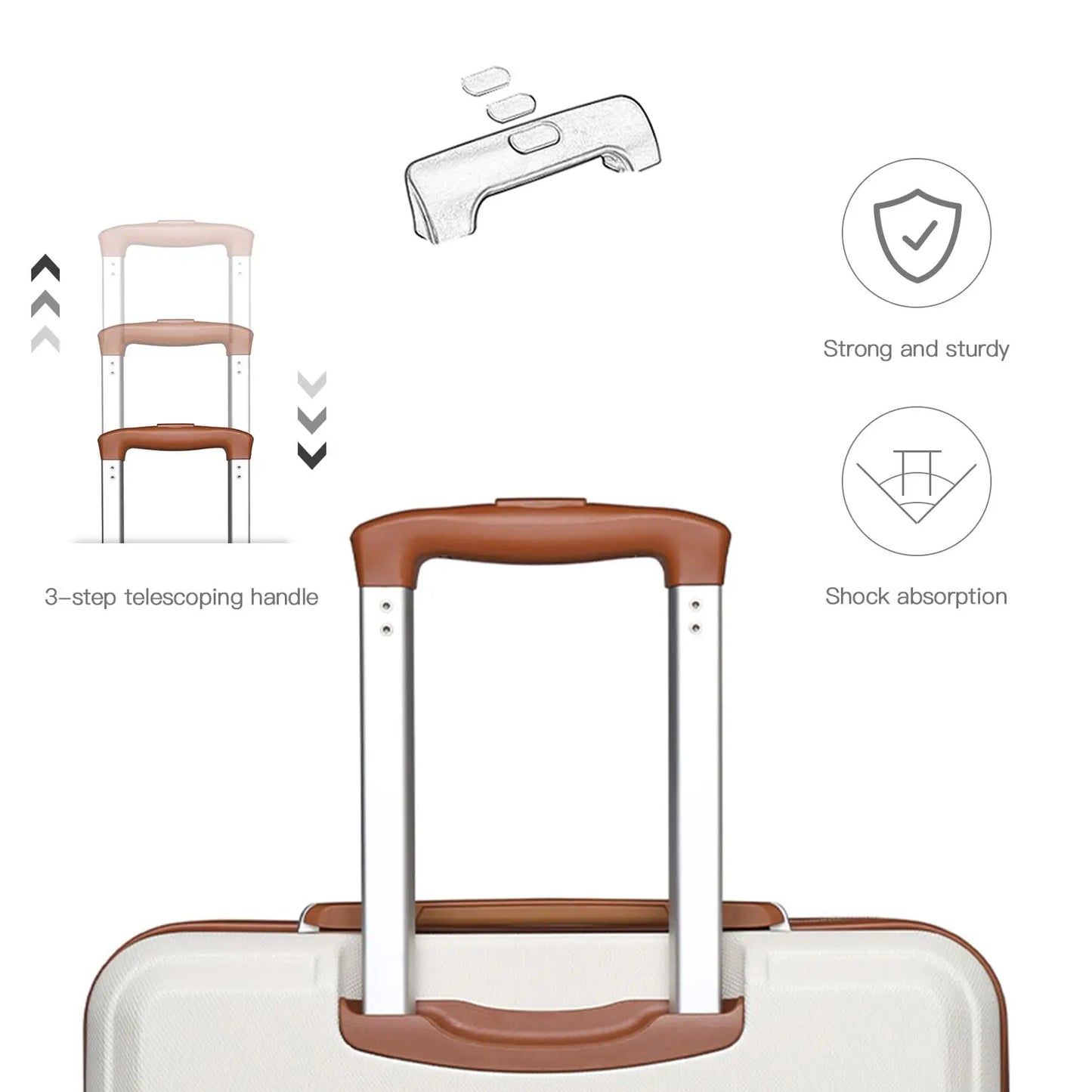 Kono Lightweight Cabin Suitcase - 20/24/28 Inch ABS Hard Shell, Fits EasyJet Under Seat, large-Compact Carry-On Trolley Case